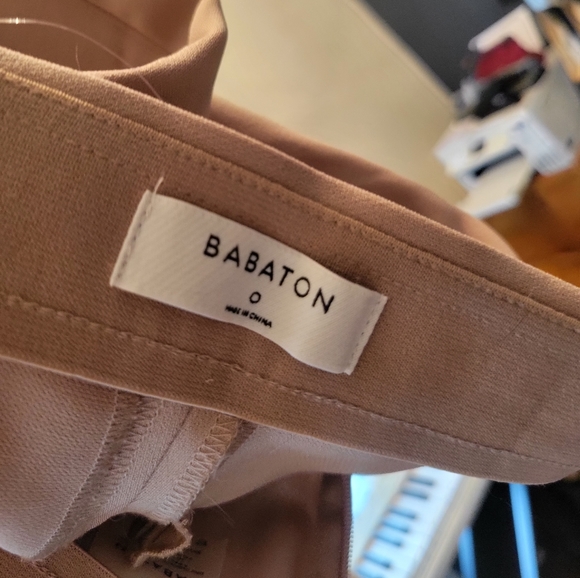 Aritzia Babaton-Slim High-rise- Tan trouser- Flare with front opening at ankles. - Picture 5 of 6
